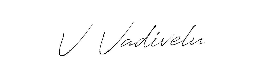 The best way (Antro_Vectra) to make a short signature is to pick only two or three words in your name. The name V  Vadivelu include a total of six letters. For converting this name. V  Vadivelu signature style 6 images and pictures png