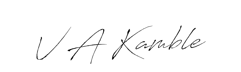 Also we have V A Kamble name is the best signature style. Create professional handwritten signature collection using Antro_Vectra autograph style. V A Kamble signature style 6 images and pictures png