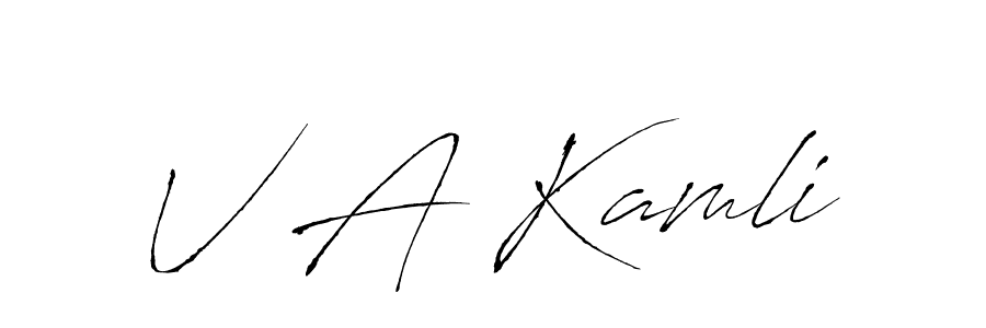 Make a beautiful signature design for name V A Kamli. Use this online signature maker to create a handwritten signature for free. V A Kamli signature style 6 images and pictures png