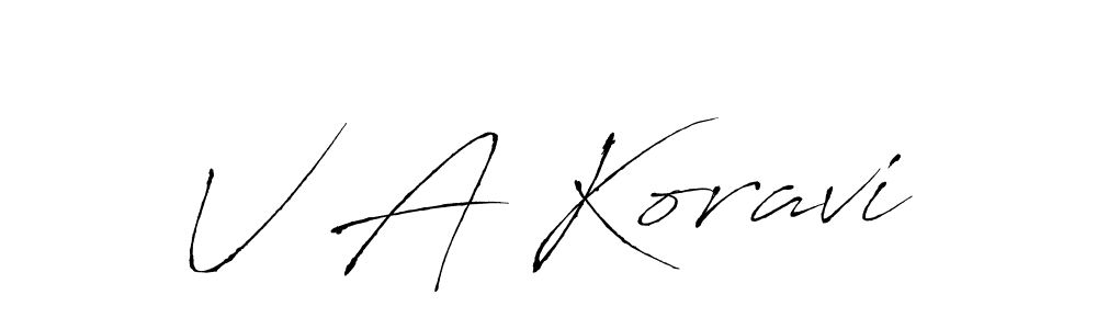 The best way (Antro_Vectra) to make a short signature is to pick only two or three words in your name. The name V A Koravi include a total of six letters. For converting this name. V A Koravi signature style 6 images and pictures png