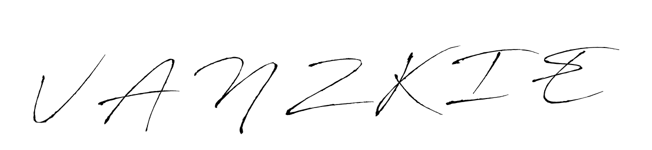 Make a beautiful signature design for name V A N Z K I E. With this signature (Antro_Vectra) style, you can create a handwritten signature for free. V A N Z K I E signature style 6 images and pictures png