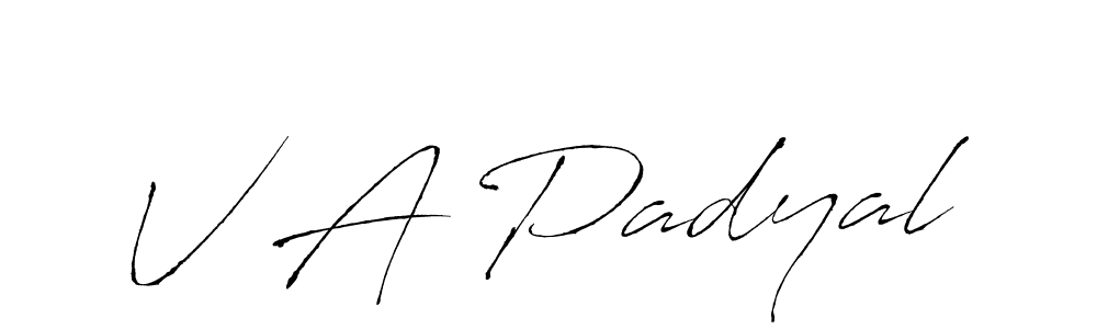 Design your own signature with our free online signature maker. With this signature software, you can create a handwritten (Antro_Vectra) signature for name V A Padyal. V A Padyal signature style 6 images and pictures png