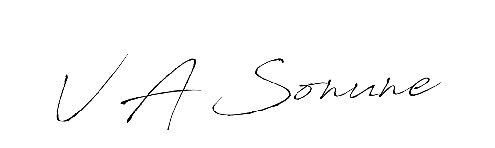 How to make V A Sonune signature? Antro_Vectra is a professional autograph style. Create handwritten signature for V A Sonune name. V A Sonune signature style 6 images and pictures png