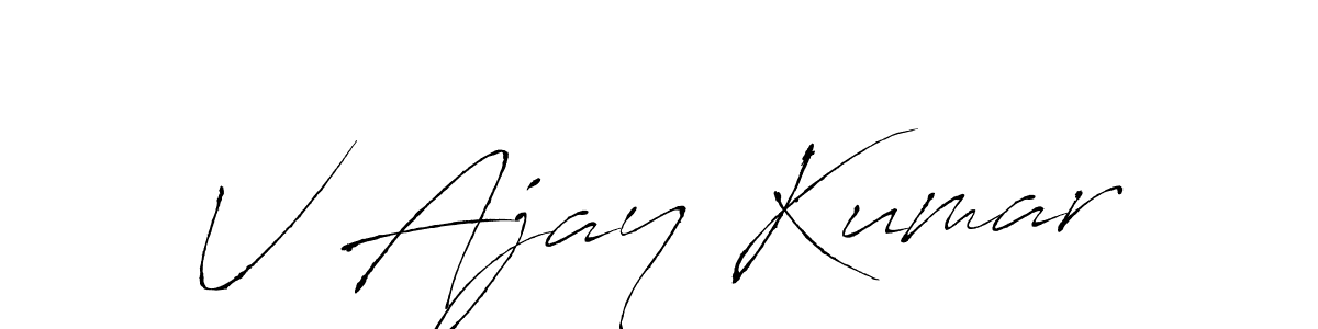 Similarly Antro_Vectra is the best handwritten signature design. Signature creator online .You can use it as an online autograph creator for name V Ajay Kumar. V Ajay Kumar signature style 6 images and pictures png