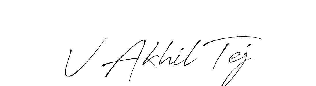 Make a beautiful signature design for name V Akhil Tej. With this signature (Antro_Vectra) style, you can create a handwritten signature for free. V Akhil Tej signature style 6 images and pictures png