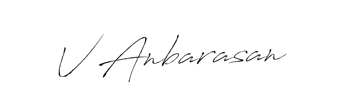 How to make V Anbarasan name signature. Use Antro_Vectra style for creating short signs online. This is the latest handwritten sign. V Anbarasan signature style 6 images and pictures png