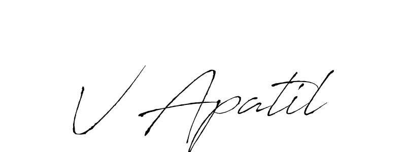 The best way (Antro_Vectra) to make a short signature is to pick only two or three words in your name. The name V Apatil include a total of six letters. For converting this name. V Apatil signature style 6 images and pictures png
