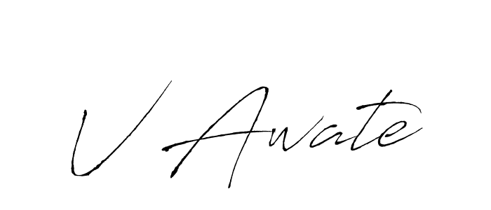 How to make V Awate name signature. Use Antro_Vectra style for creating short signs online. This is the latest handwritten sign. V Awate signature style 6 images and pictures png