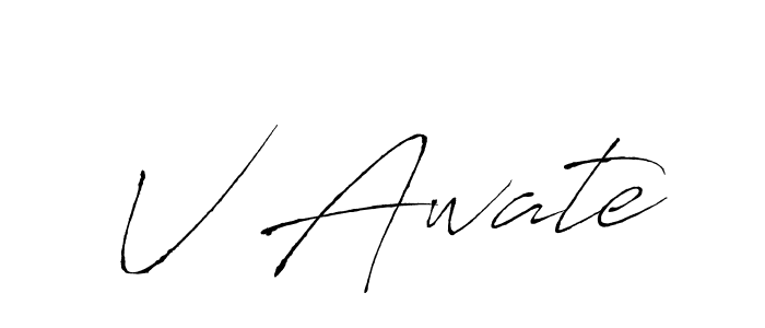 How to make V Awate name signature. Use Antro_Vectra style for creating short signs online. This is the latest handwritten sign. V Awate signature style 6 images and pictures png