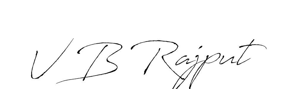 The best way (Antro_Vectra) to make a short signature is to pick only two or three words in your name. The name V B Rajput include a total of six letters. For converting this name. V B Rajput signature style 6 images and pictures png