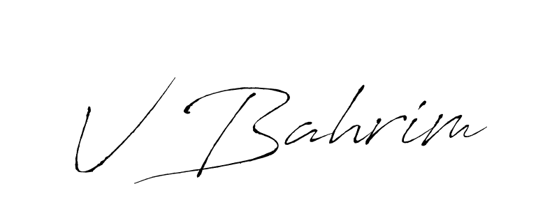 if you are searching for the best signature style for your name V Bahrim. so please give up your signature search. here we have designed multiple signature styles  using Antro_Vectra. V Bahrim signature style 6 images and pictures png