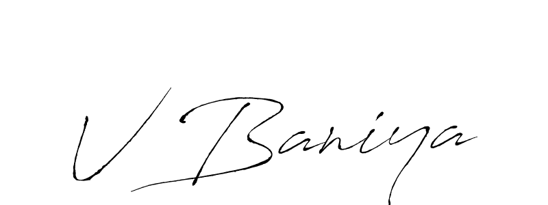 How to make V Baniya name signature. Use Antro_Vectra style for creating short signs online. This is the latest handwritten sign. V Baniya signature style 6 images and pictures png