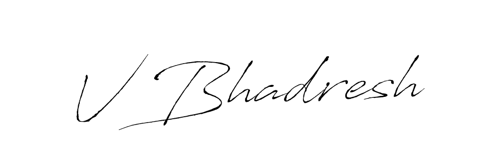 The best way (Antro_Vectra) to make a short signature is to pick only two or three words in your name. The name V Bhadresh include a total of six letters. For converting this name. V Bhadresh signature style 6 images and pictures png