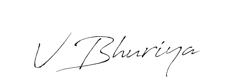 How to make V Bhuriya name signature. Use Antro_Vectra style for creating short signs online. This is the latest handwritten sign. V Bhuriya signature style 6 images and pictures png