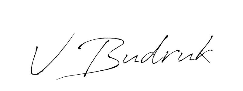 Make a beautiful signature design for name V Budruk. With this signature (Antro_Vectra) style, you can create a handwritten signature for free. V Budruk signature style 6 images and pictures png