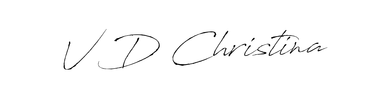 Use a signature maker to create a handwritten signature online. With this signature software, you can design (Antro_Vectra) your own signature for name V D Christina. V D Christina signature style 6 images and pictures png