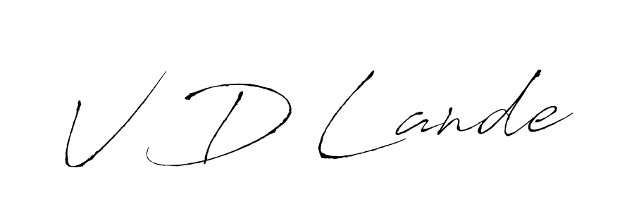 Antro_Vectra is a professional signature style that is perfect for those who want to add a touch of class to their signature. It is also a great choice for those who want to make their signature more unique. Get V D Lande name to fancy signature for free. V D Lande signature style 6 images and pictures png