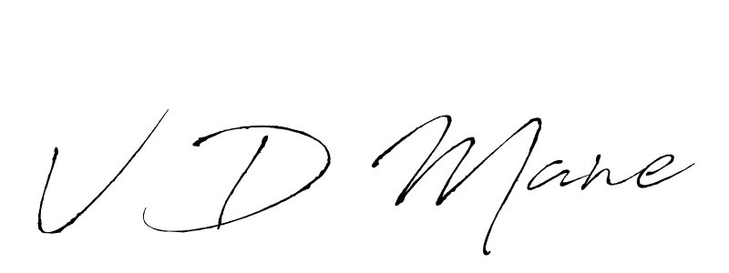 Create a beautiful signature design for name V D Mane. With this signature (Antro_Vectra) fonts, you can make a handwritten signature for free. V D Mane signature style 6 images and pictures png