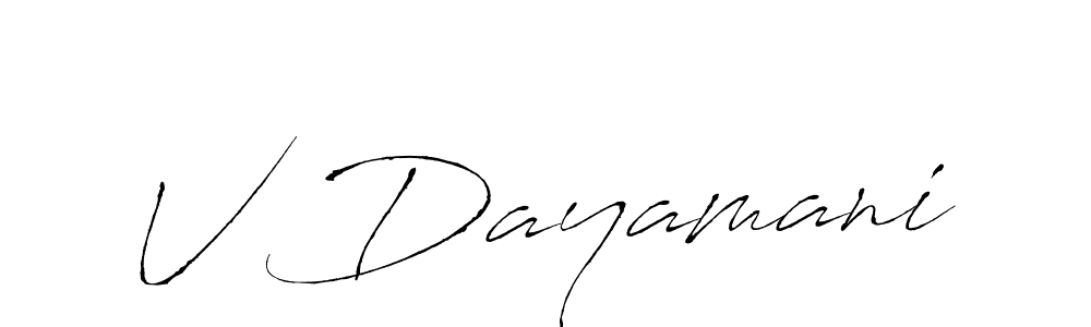 How to make V Dayamani name signature. Use Antro_Vectra style for creating short signs online. This is the latest handwritten sign. V Dayamani signature style 6 images and pictures png
