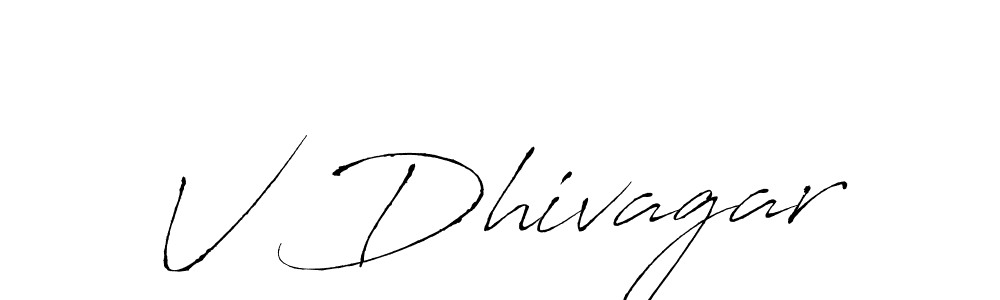How to make V Dhivagar name signature. Use Antro_Vectra style for creating short signs online. This is the latest handwritten sign. V Dhivagar signature style 6 images and pictures png