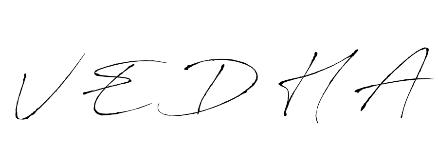 Create a beautiful signature design for name V E D H A. With this signature (Antro_Vectra) fonts, you can make a handwritten signature for free. V E D H A signature style 6 images and pictures png