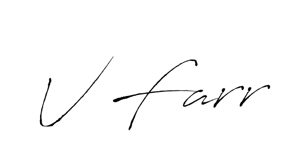 Design your own signature with our free online signature maker. With this signature software, you can create a handwritten (Antro_Vectra) signature for name V Farr. V Farr signature style 6 images and pictures png
