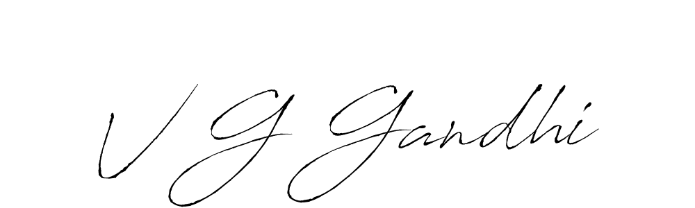 The best way (Antro_Vectra) to make a short signature is to pick only two or three words in your name. The name V G Gandhi include a total of six letters. For converting this name. V G Gandhi signature style 6 images and pictures png