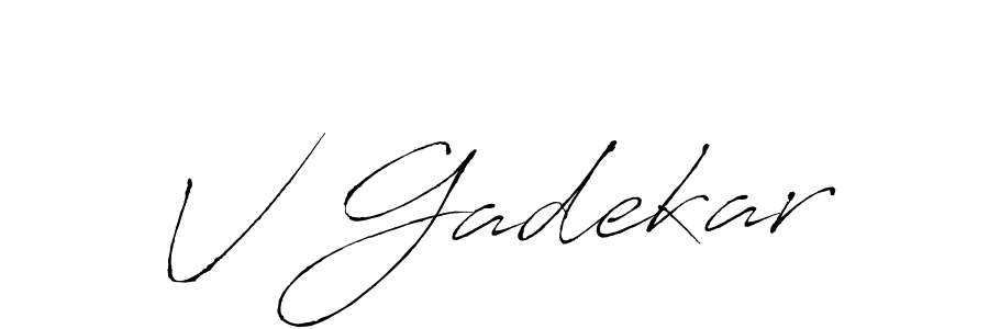 Design your own signature with our free online signature maker. With this signature software, you can create a handwritten (Antro_Vectra) signature for name V Gadekar. V Gadekar signature style 6 images and pictures png