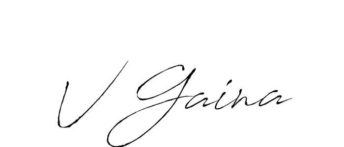 Make a beautiful signature design for name V Gaina. With this signature (Antro_Vectra) style, you can create a handwritten signature for free. V Gaina signature style 6 images and pictures png