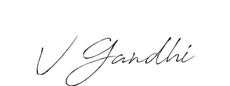 Make a beautiful signature design for name V Gandhi. With this signature (Antro_Vectra) style, you can create a handwritten signature for free. V Gandhi signature style 6 images and pictures png