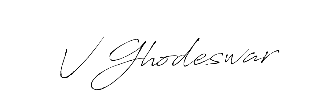 Design your own signature with our free online signature maker. With this signature software, you can create a handwritten (Antro_Vectra) signature for name V Ghodeswar. V Ghodeswar signature style 6 images and pictures png