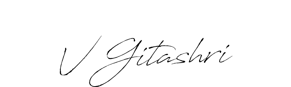 Create a beautiful signature design for name V Gitashri. With this signature (Antro_Vectra) fonts, you can make a handwritten signature for free. V Gitashri signature style 6 images and pictures png