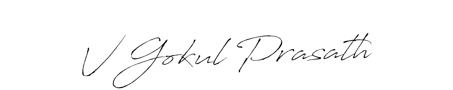 Create a beautiful signature design for name V Gokul Prasath. With this signature (Antro_Vectra) fonts, you can make a handwritten signature for free. V Gokul Prasath signature style 6 images and pictures png