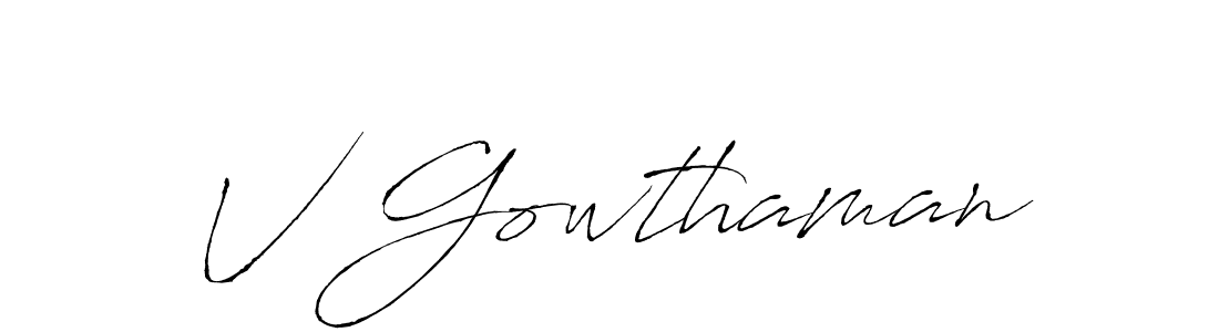Also You can easily find your signature by using the search form. We will create V Gowthaman name handwritten signature images for you free of cost using Antro_Vectra sign style. V Gowthaman signature style 6 images and pictures png