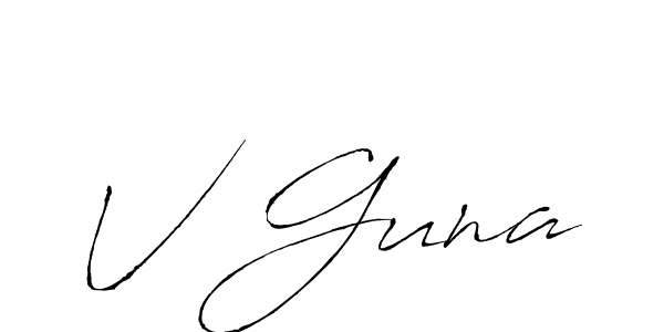 Use a signature maker to create a handwritten signature online. With this signature software, you can design (Antro_Vectra) your own signature for name V Guna. V Guna signature style 6 images and pictures png