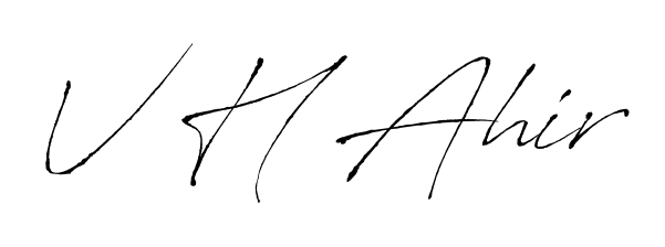 If you are searching for the best signature style for your name V H Ahir, here we have designed multiple signature styles using Antro_Vectra. V H Ahir signature style 6 images and pictures png