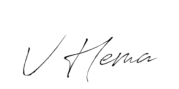 The best way (Antro_Vectra) to make a short signature is to pick only two or three words in your name. The name V Hema include a total of six letters. For converting this name. V Hema signature style 6 images and pictures png