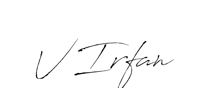 The best way (Antro_Vectra) to make a short signature is to pick only two or three words in your name. The name V Irfan include a total of six letters. For converting this name. V Irfan signature style 6 images and pictures png