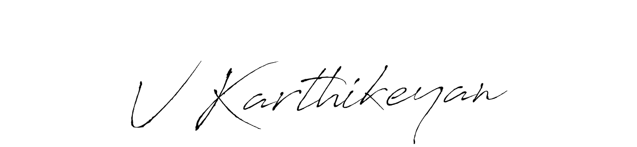 The best way (Antro_Vectra) to make a short signature is to pick only two or three words in your name. The name V Karthikeyan include a total of six letters. For converting this name. V Karthikeyan signature style 6 images and pictures png