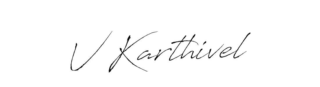 The best way (Antro_Vectra) to make a short signature is to pick only two or three words in your name. The name V Karthivel include a total of six letters. For converting this name. V Karthivel signature style 6 images and pictures png