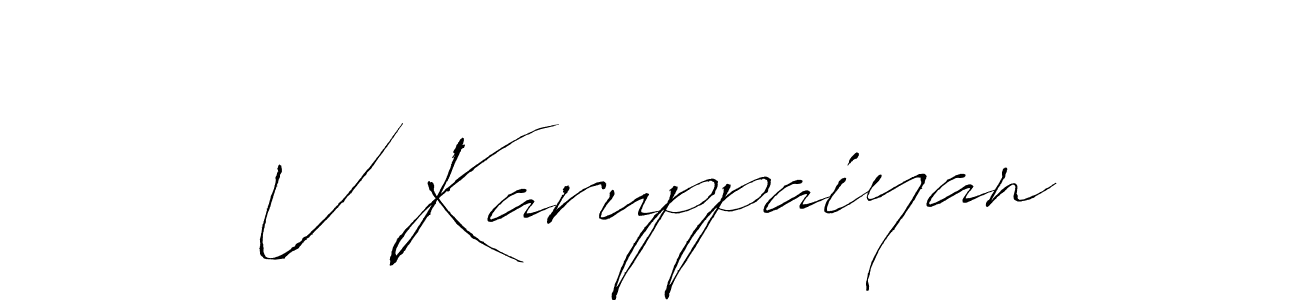 How to make V Karuppaiyan name signature. Use Antro_Vectra style for creating short signs online. This is the latest handwritten sign. V Karuppaiyan signature style 6 images and pictures png