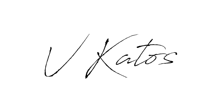Similarly Antro_Vectra is the best handwritten signature design. Signature creator online .You can use it as an online autograph creator for name V Katos. V Katos signature style 6 images and pictures png