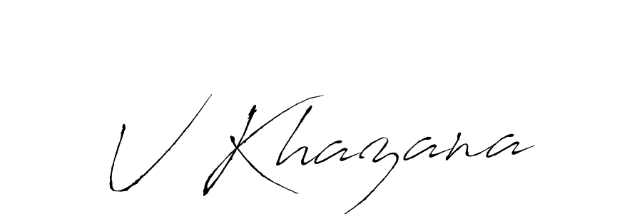 How to make V Khazana name signature. Use Antro_Vectra style for creating short signs online. This is the latest handwritten sign. V Khazana signature style 6 images and pictures png