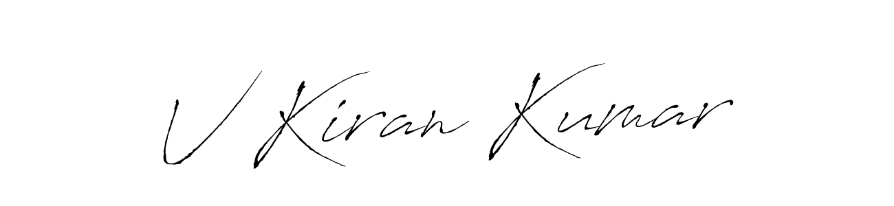 How to make V Kiran Kumar name signature. Use Antro_Vectra style for creating short signs online. This is the latest handwritten sign. V Kiran Kumar signature style 6 images and pictures png