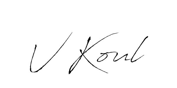 Design your own signature with our free online signature maker. With this signature software, you can create a handwritten (Antro_Vectra) signature for name V Koul. V Koul signature style 6 images and pictures png