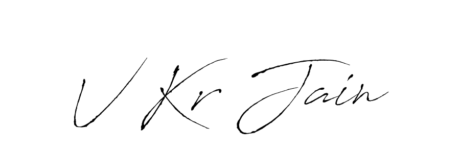 How to make V Kr Jain name signature. Use Antro_Vectra style for creating short signs online. This is the latest handwritten sign. V Kr Jain signature style 6 images and pictures png