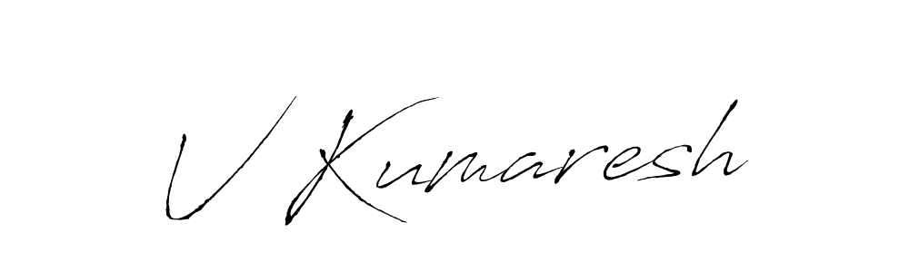 The best way (Antro_Vectra) to make a short signature is to pick only two or three words in your name. The name V Kumaresh include a total of six letters. For converting this name. V Kumaresh signature style 6 images and pictures png
