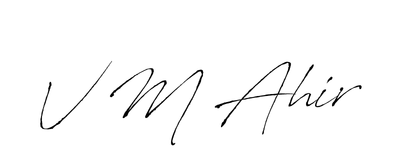 Make a beautiful signature design for name V M Ahir. With this signature (Antro_Vectra) style, you can create a handwritten signature for free. V M Ahir signature style 6 images and pictures png