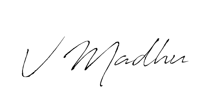 Antro_Vectra is a professional signature style that is perfect for those who want to add a touch of class to their signature. It is also a great choice for those who want to make their signature more unique. Get V Madhu name to fancy signature for free. V Madhu signature style 6 images and pictures png