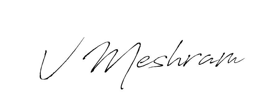 if you are searching for the best signature style for your name V Meshram. so please give up your signature search. here we have designed multiple signature styles  using Antro_Vectra. V Meshram signature style 6 images and pictures png